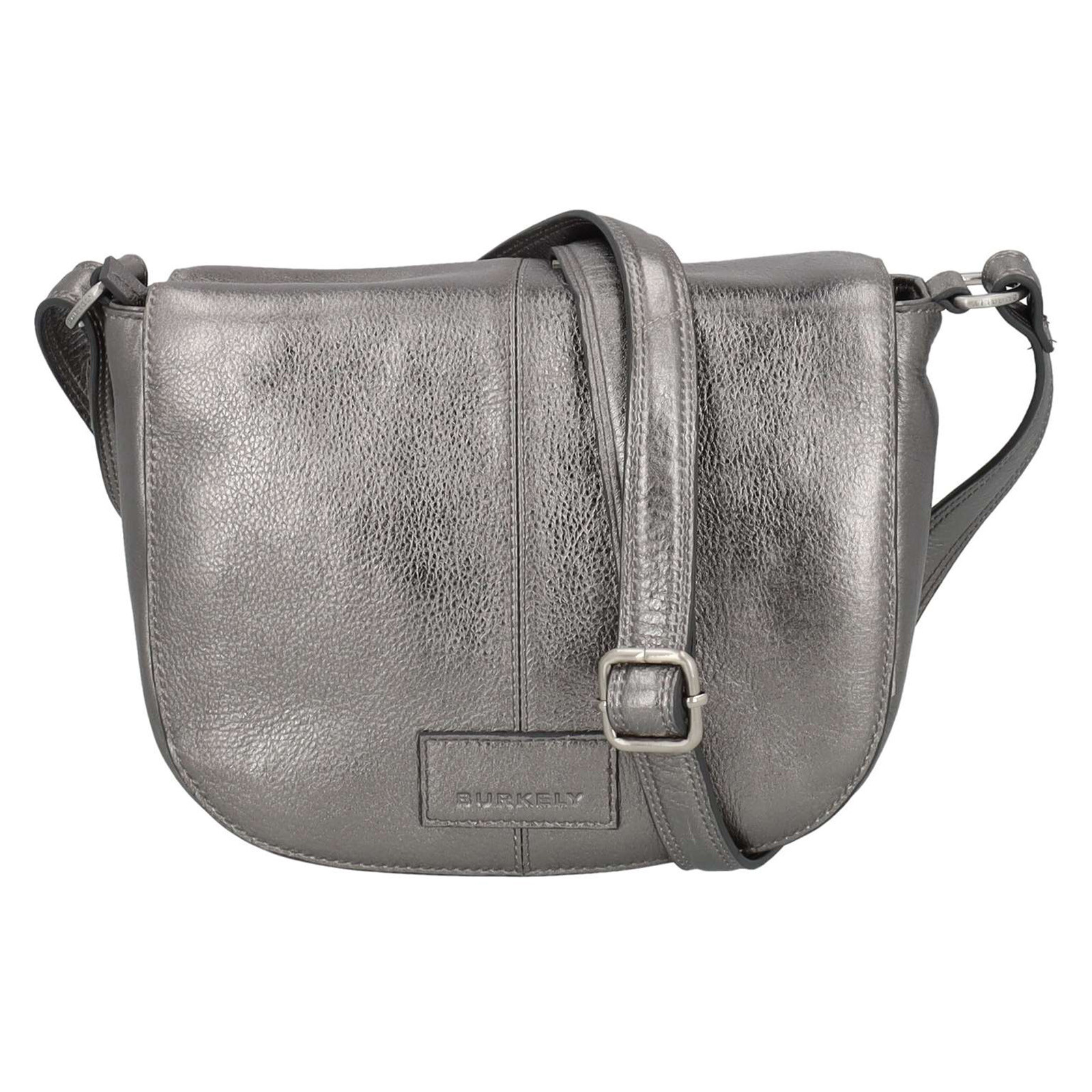 Dámská crossbody kožená kabelka Burkely Liva - stříbrní (kovová)