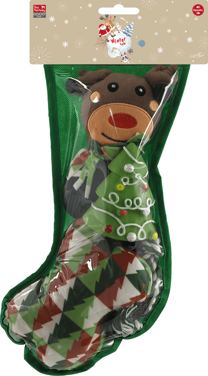 Hračka pro psy Dog Fantasy Winter Tale punčocha set 4 ks 37 cm