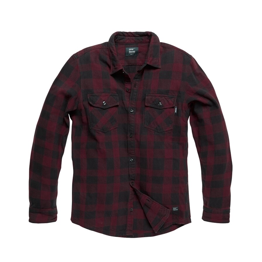 Košile Vintage Industries Globe Heavyweight - burgundy, L