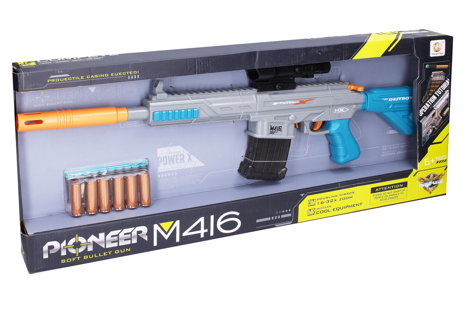 Puška Pioneer M416 s pěnovými náboji a patronami 71 cm