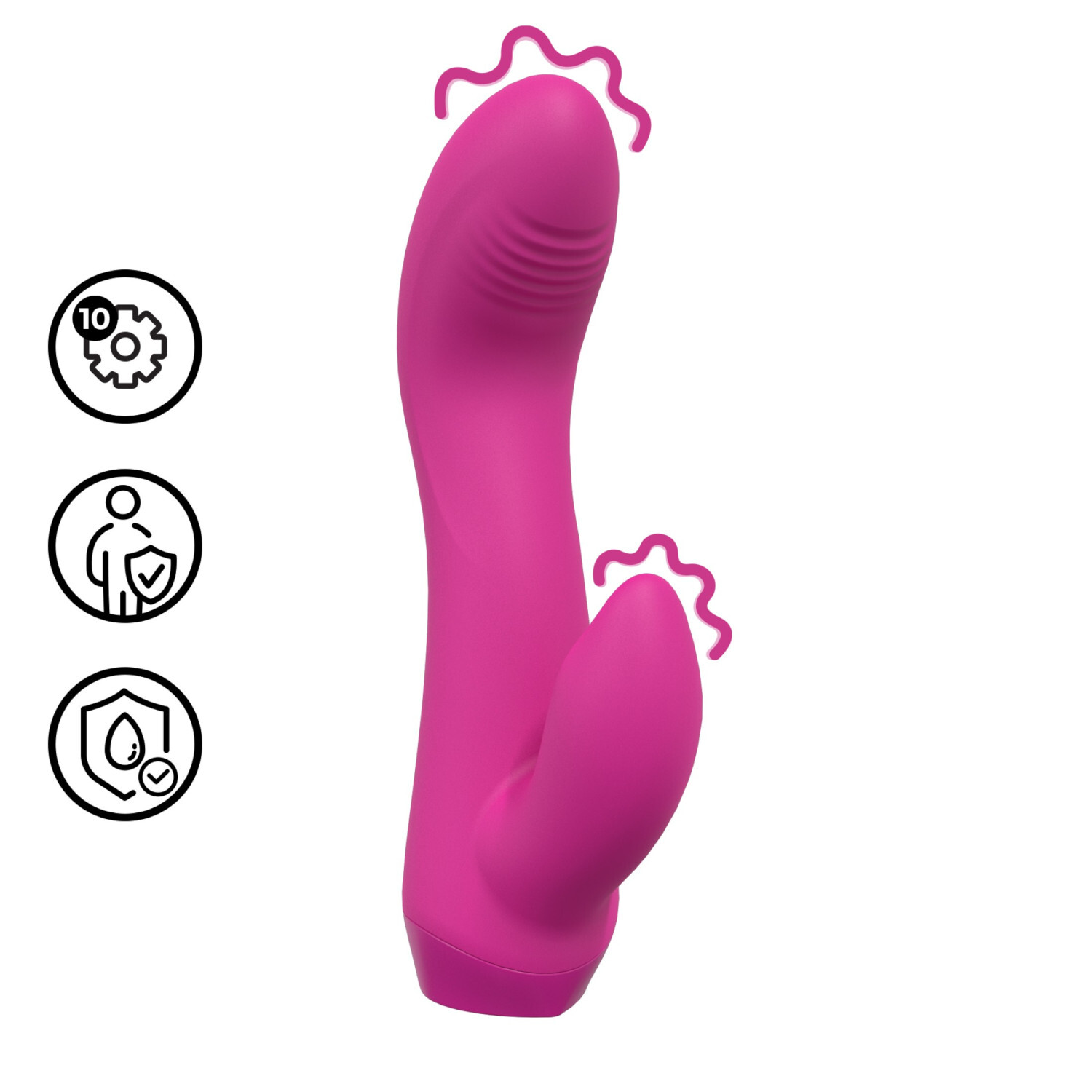 Loveline - zakřivený mini vibrátor s králíčkem (růžový)
