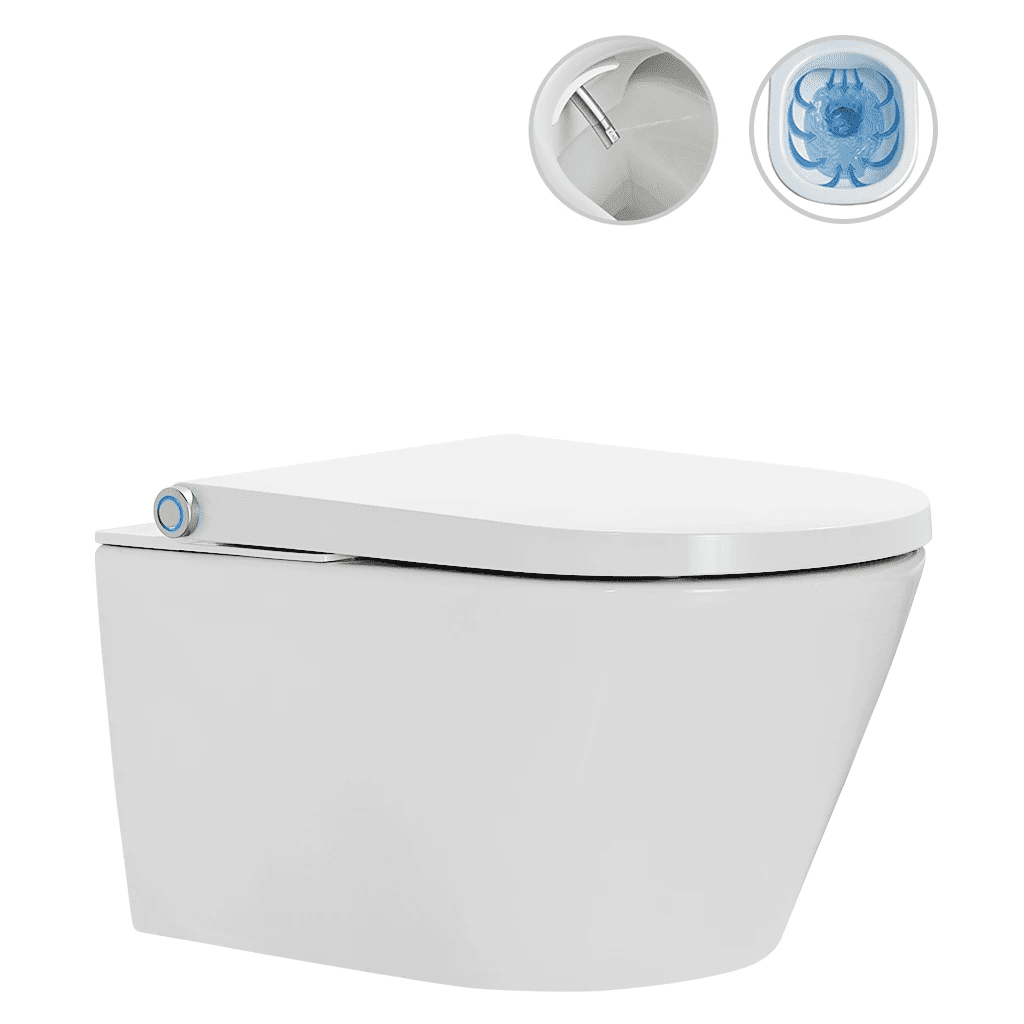 CERANO WC závěsné s integrovaným elektronickým bidetem Cronus Standard, Vortex Rimless 180° + SoftClose sedátko bílá lesklá 59,3x38,4 CER-545632