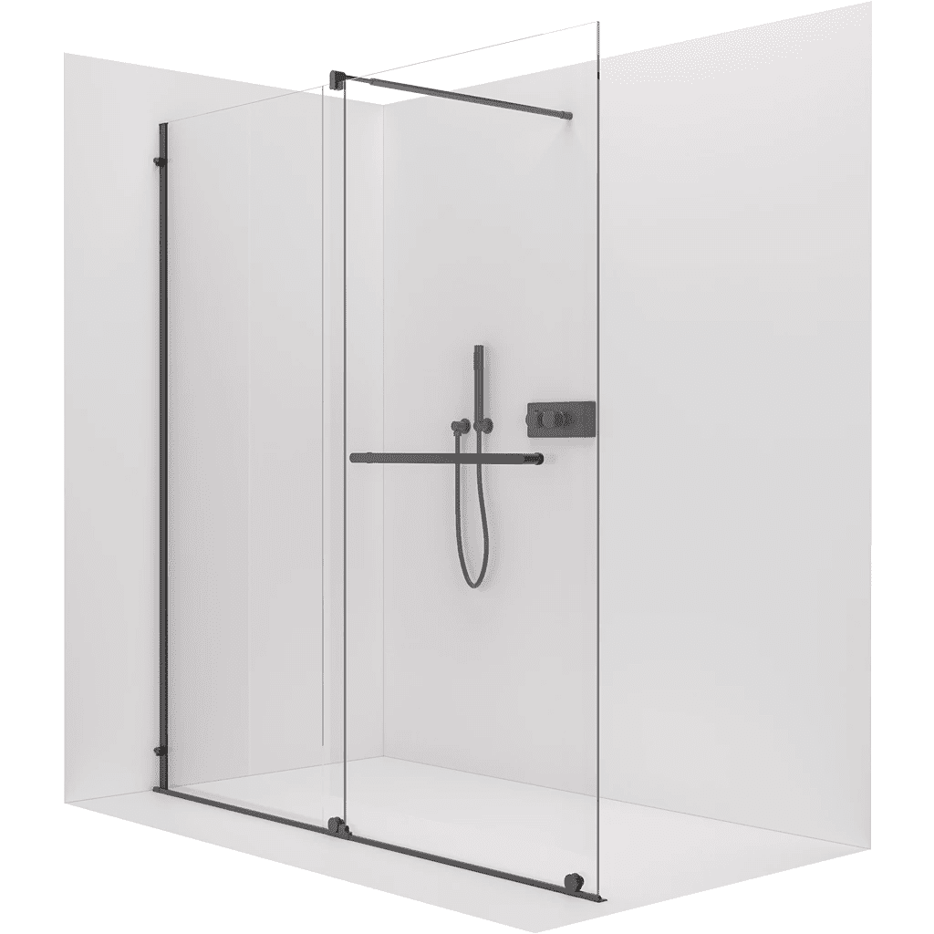CERANO Sprchová zástěna Walk-in Medin L/P 8 mm černá matná, transparentní sklo 160x195 dvoudílná posuvná CER-478021