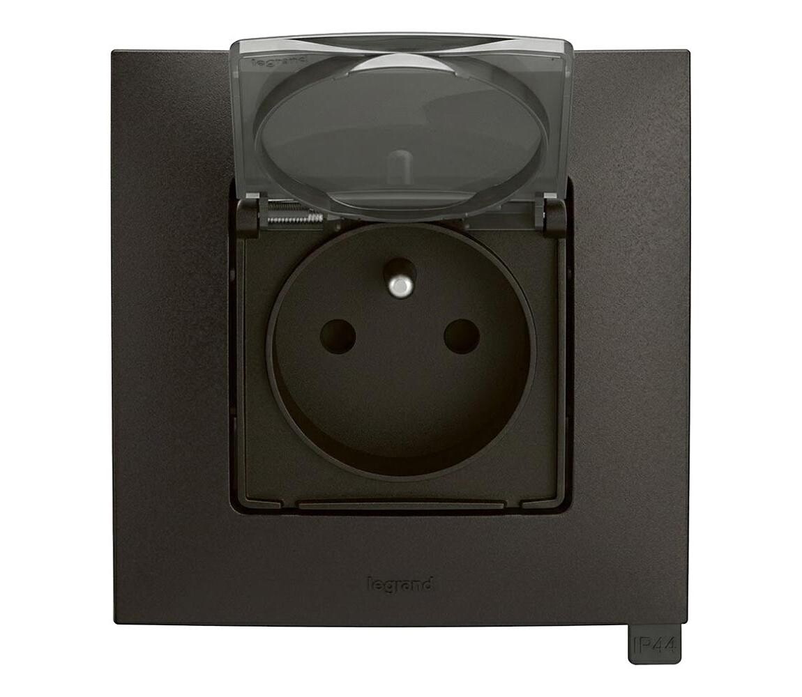 Legrand - Venkovní zásuvka domovní s rámečkem 250V/16A NILOE IP44 černá LR0012+LR0003