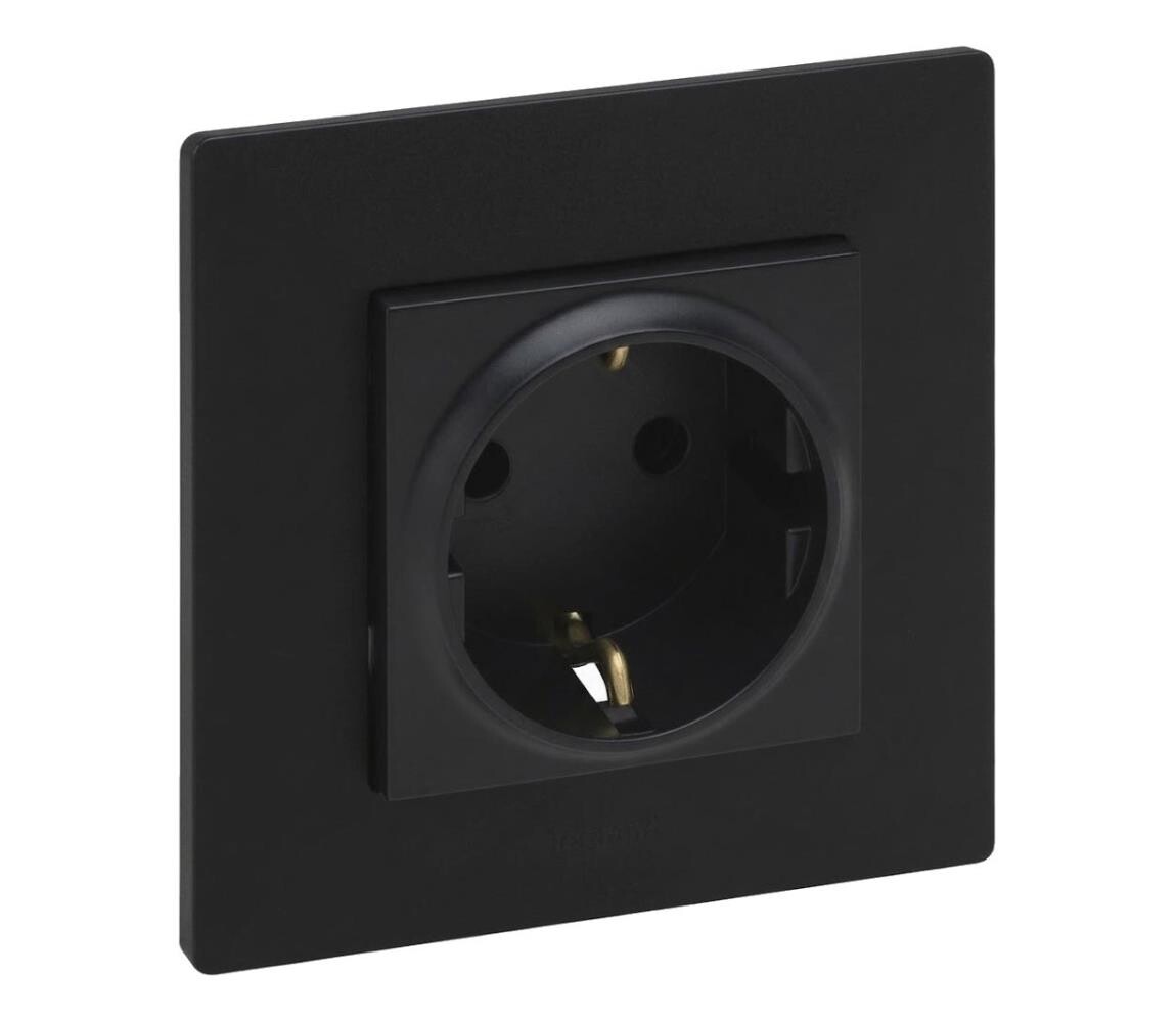 Legrand - Zásuvka domovní SCHUKO s rámečkem 250V/16A NILOE STEP černá LR0044+LR0116