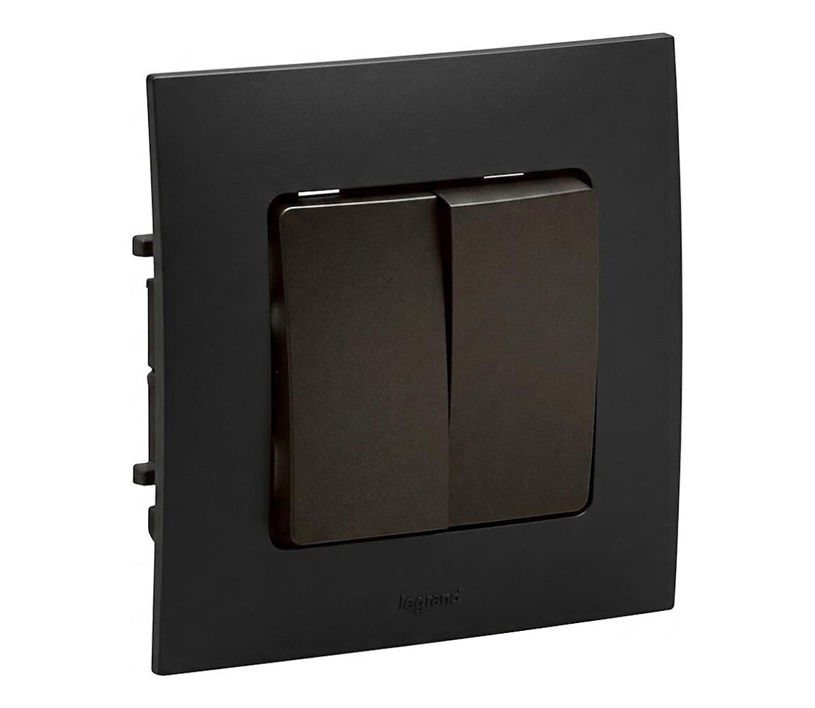 Legrand - Dvojitý vypínač s rámečkem č. 5 NILOE černá LR0012+LR0007