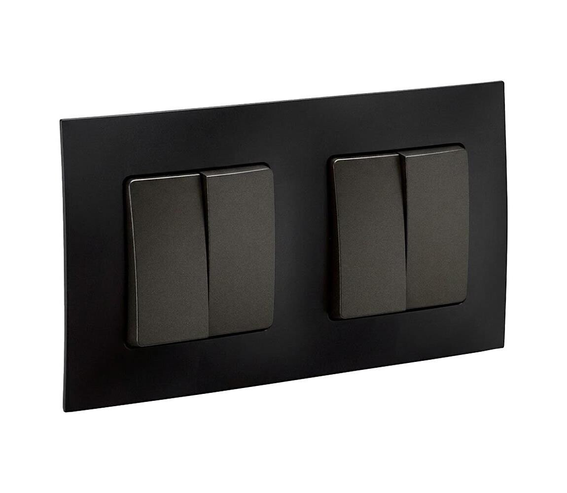 Legrand - 2x Dvojitý vypínač č. 5 s rámečkem NILOE černá LR0013+LR0007+LR0007