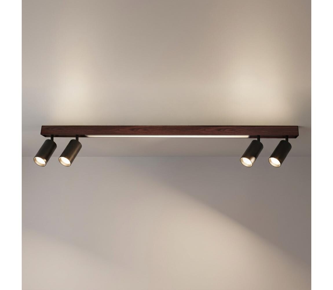 Brilagi - LED Bodové svítidlo SELE 4xGU10/30W/230V + LED/25W černá/dekor dubu WO-LEDSELE120-08-OEM
