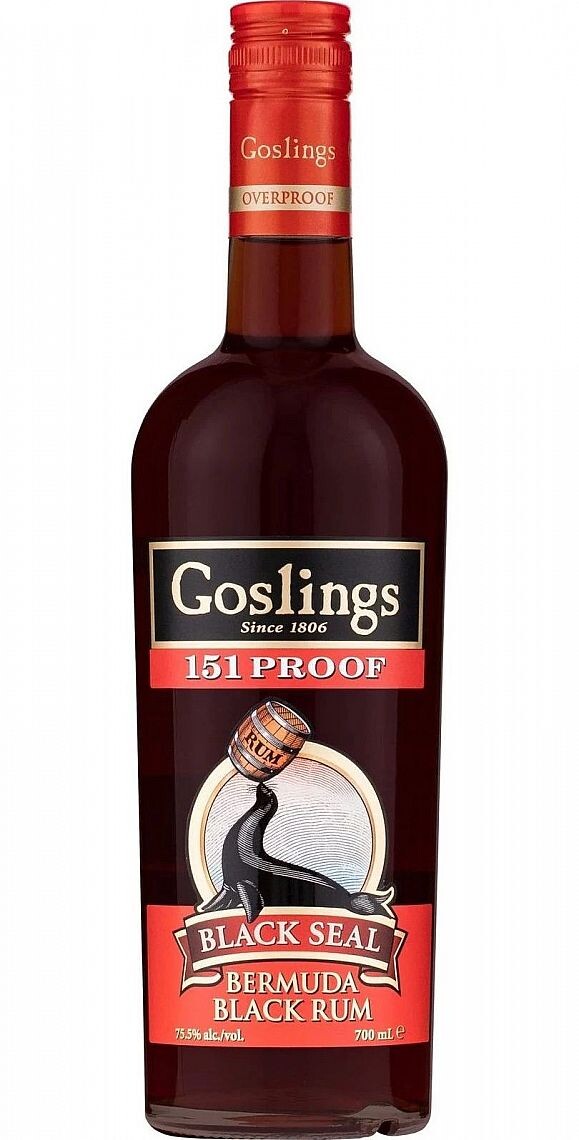 Goslings Black Seal 151 proof black Bermudas rum 75,5% 0,7l