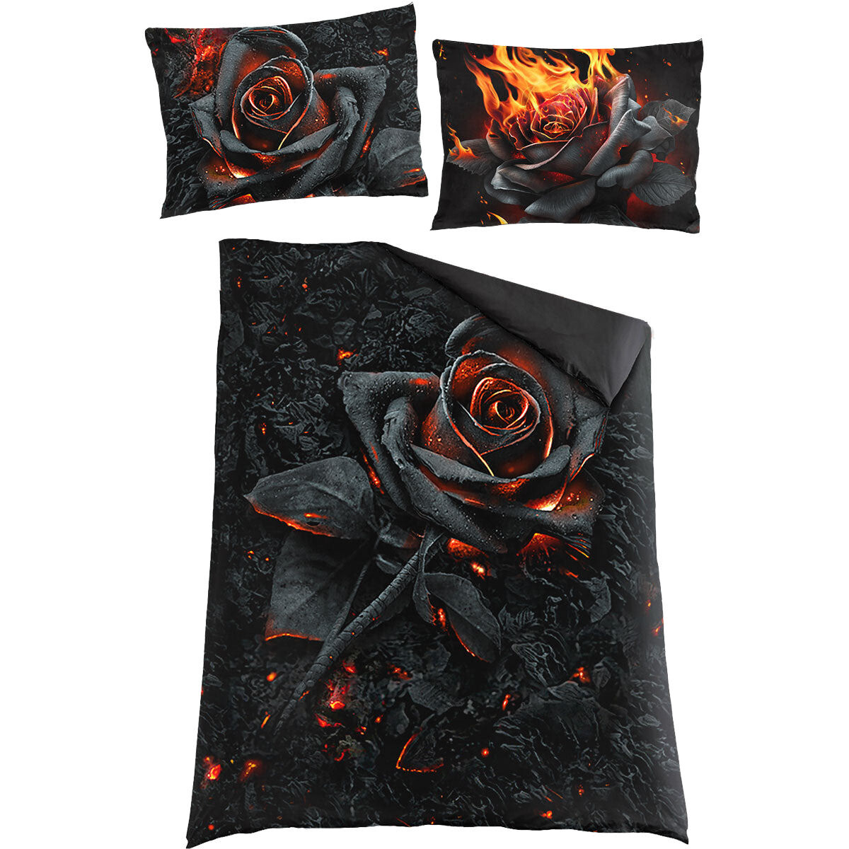 bavlněné povlečení SPIRAL - BURNT ROSE - černé