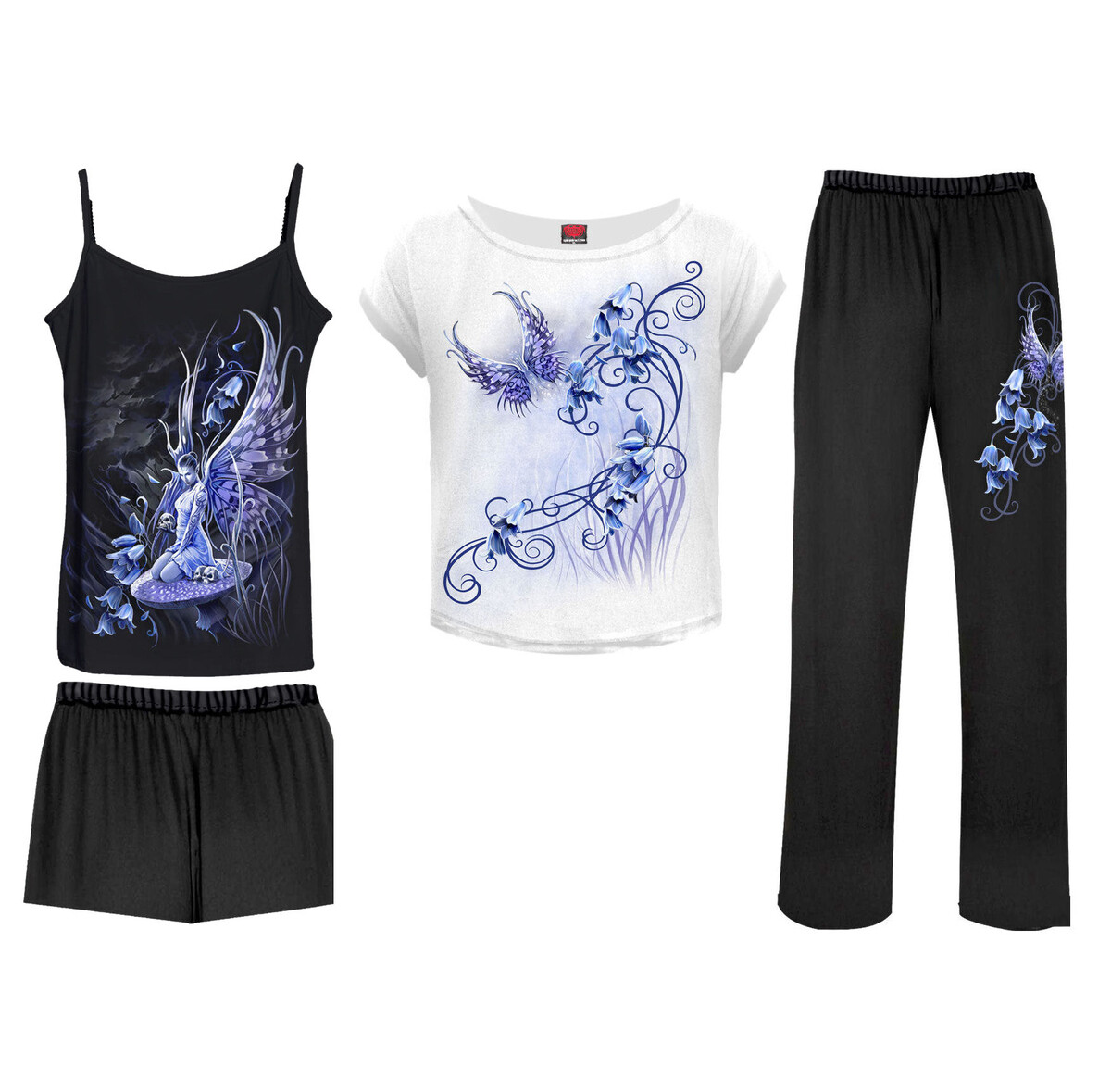 dámské pyžamo set SPIRAL - BLUEBELL FAIRY - černé S