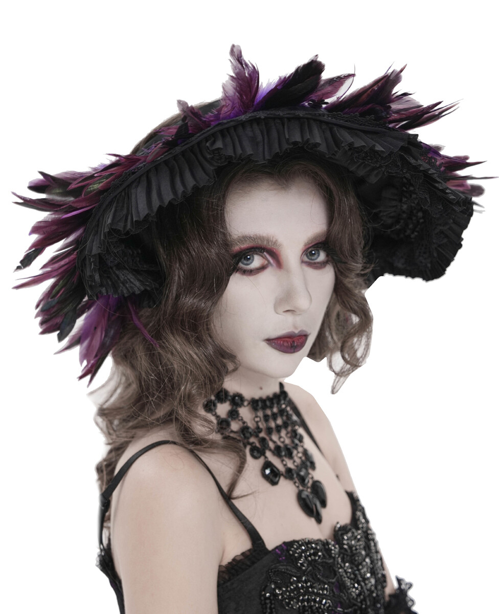 čelenka DEVIL FASHION - Purple Peacock - černý