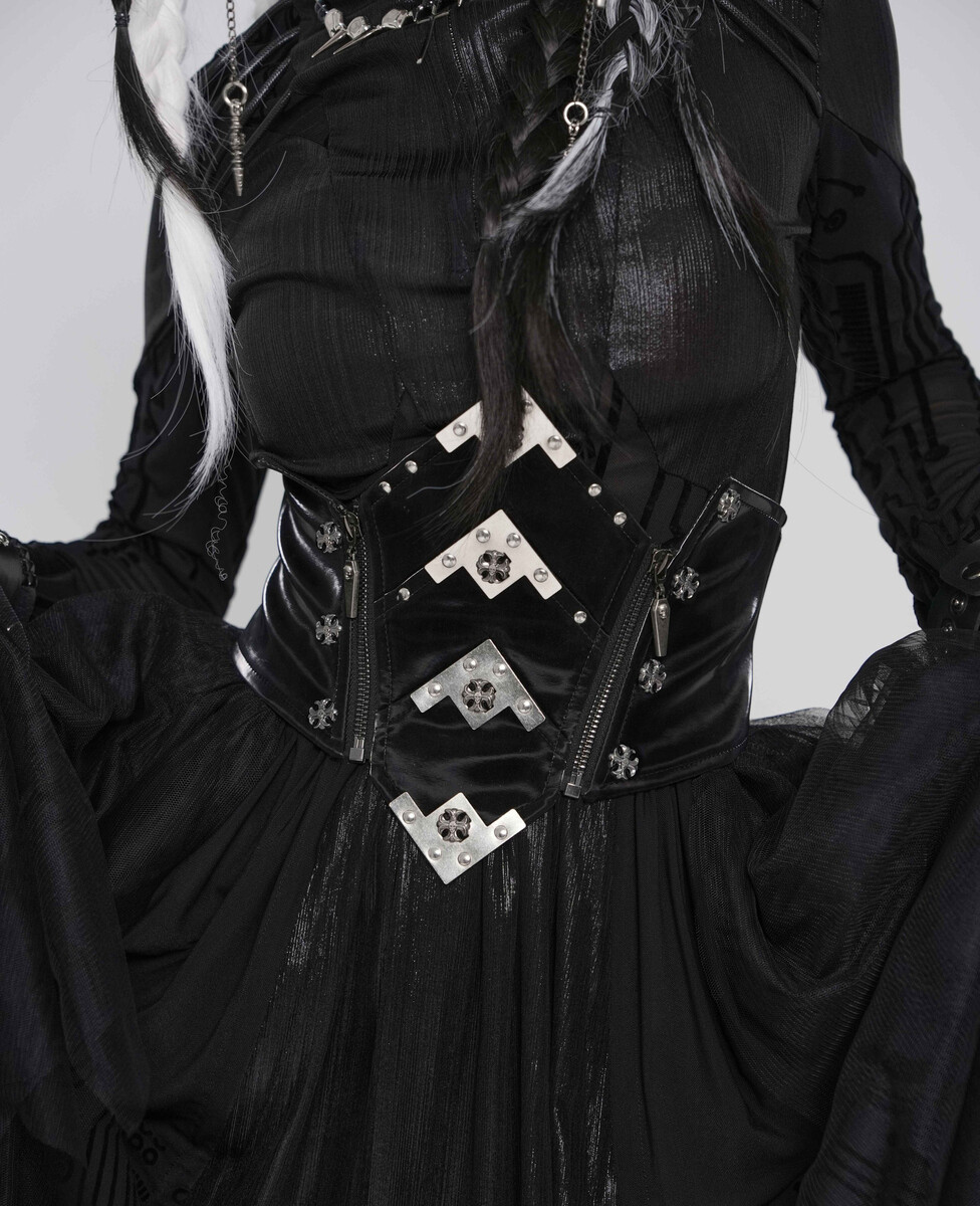 dámský korzetový pás DEVIL FASHION - Punk - černý 3XL-4XL