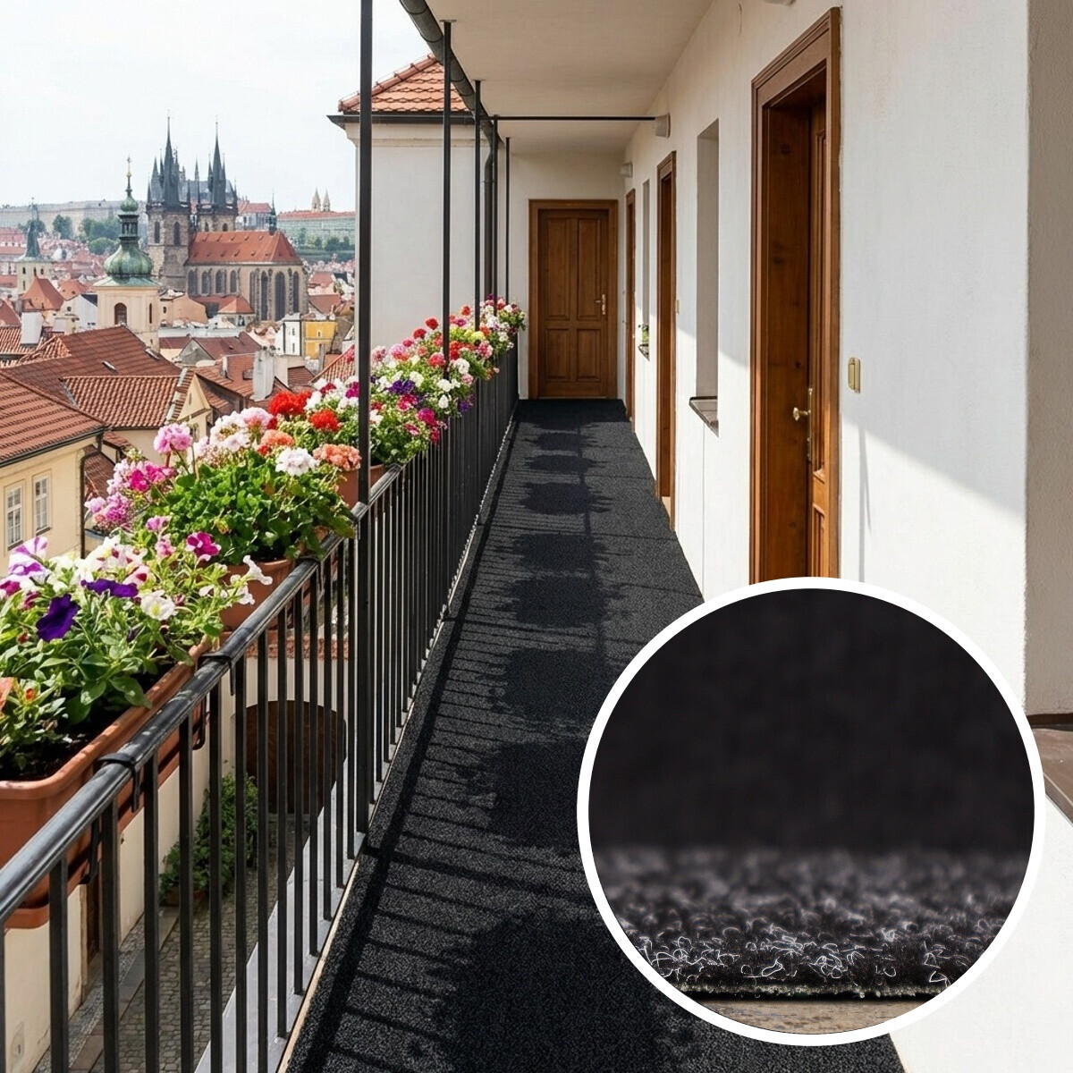 AKCE: 120x780 cm Umělá tráva Wembley jedinečná černá, šíře, černá, nopy, chodba / předsíň, Betap