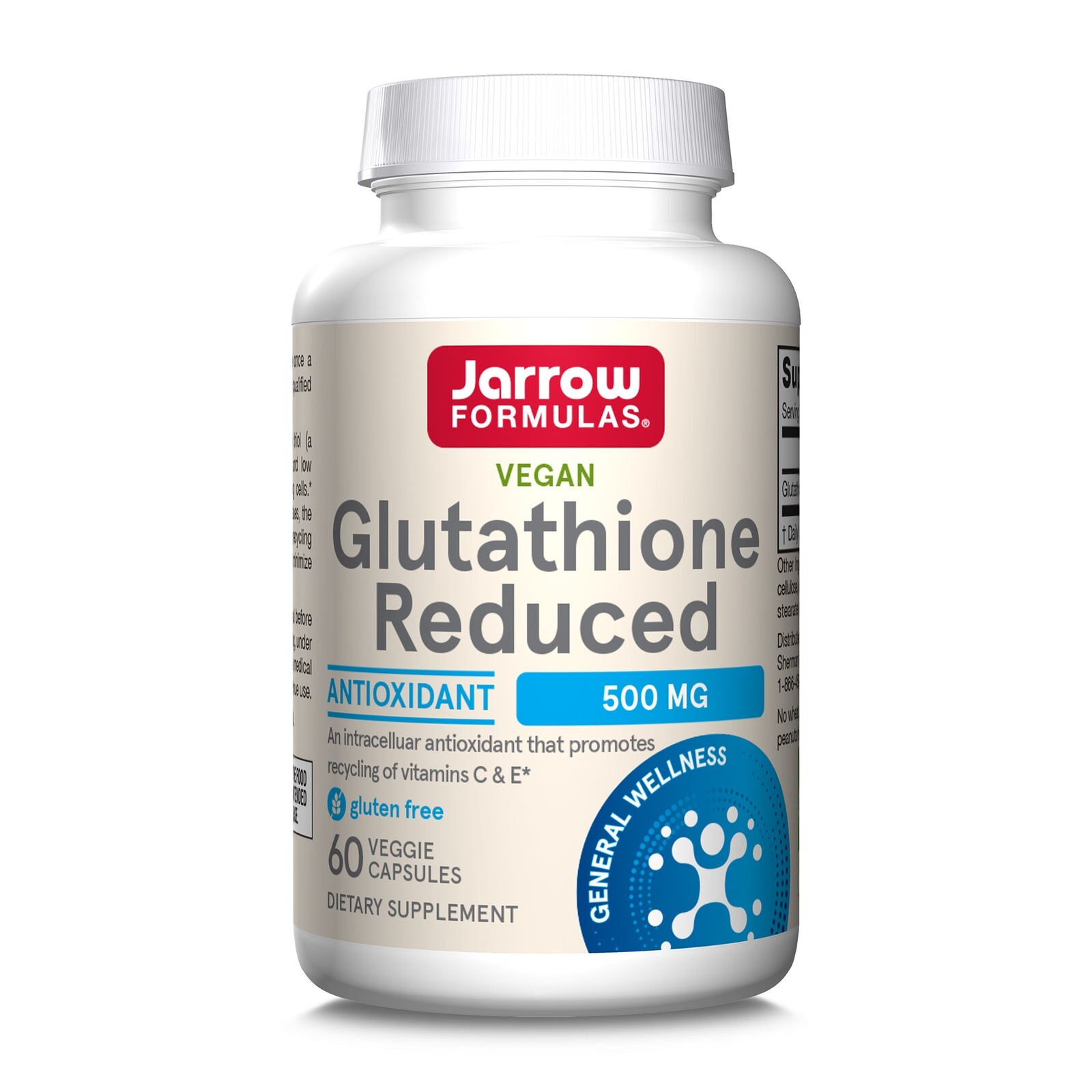 Jarrow Formulas Redukovaný glutathion, 500 mg, 120 rostlinných kapslí
