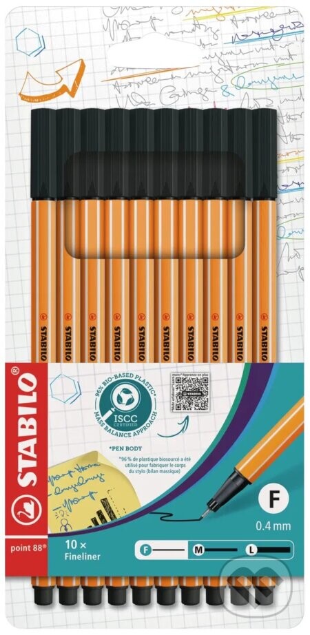 Jemný liner STABILO point 88 (Sada 10 lineriv v čiernej farbe)