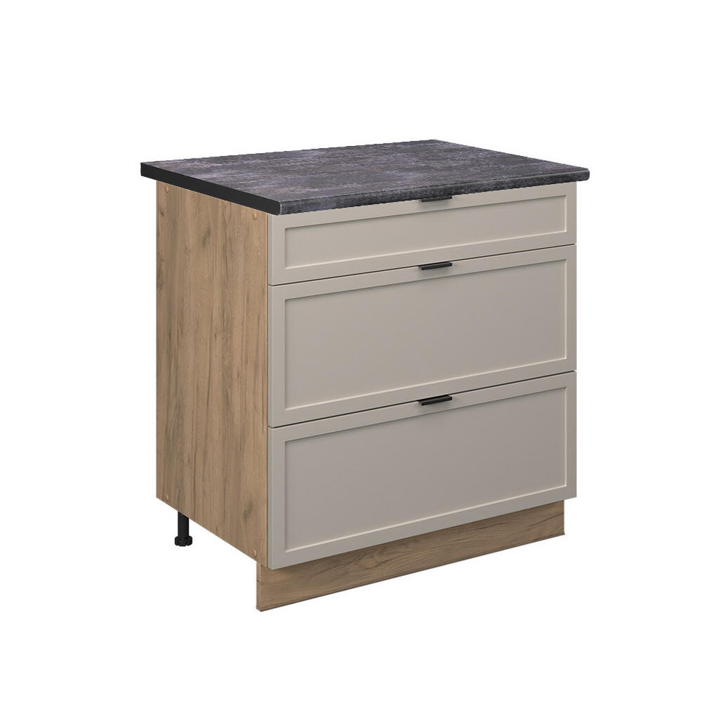Vicco SPODNÍ SKŘÍŇKA KUCHYŇSKÉ LINKY Fame-Line GreyBeige 80 cm se 3 zásuvkami, PD Antracit