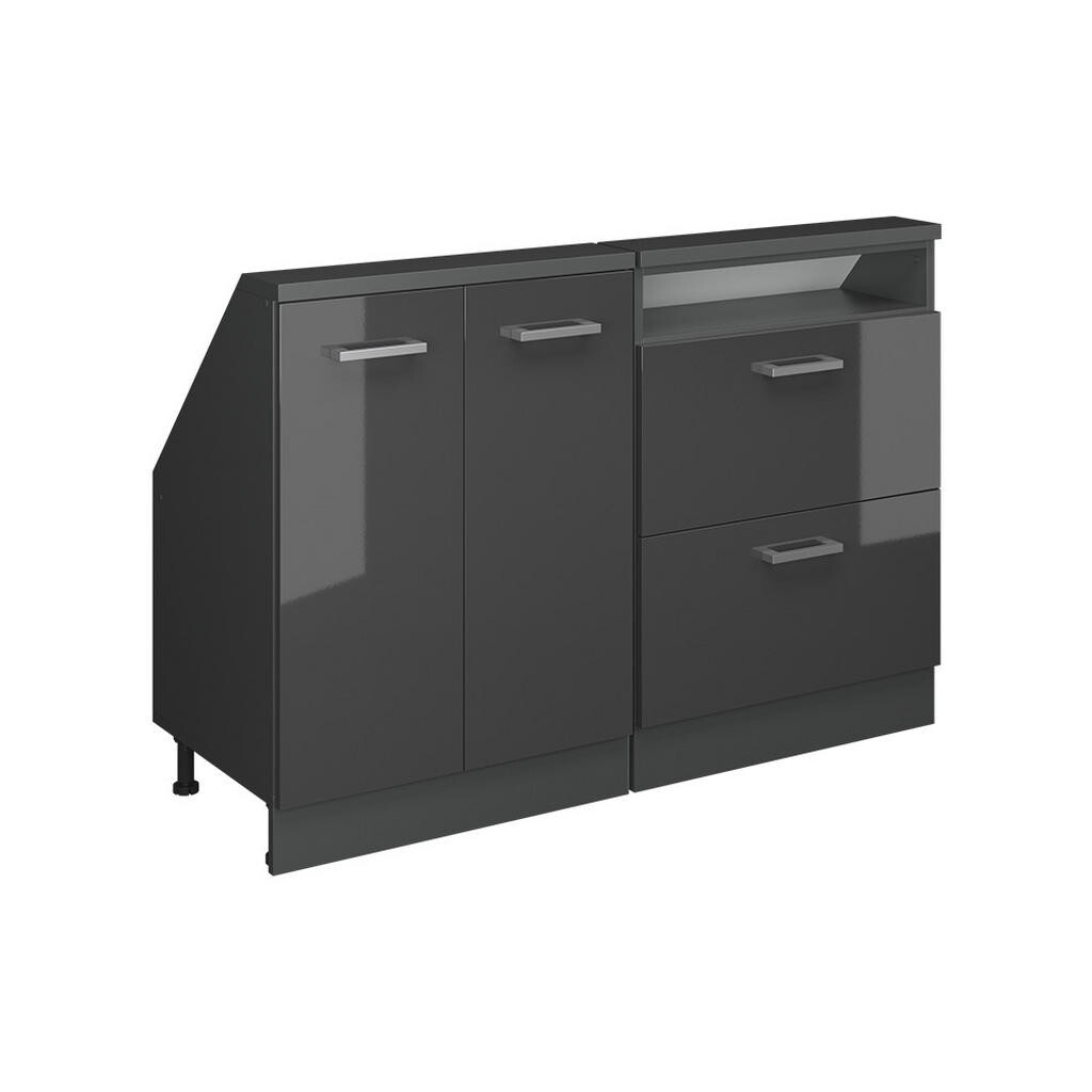 Vicco KUCHYŇSKÁ SKŘÍŇKA POD ŠIKMOU STŘECHU R-Line Antracitový vysoký lesk 120 cm Sada 2 kusů