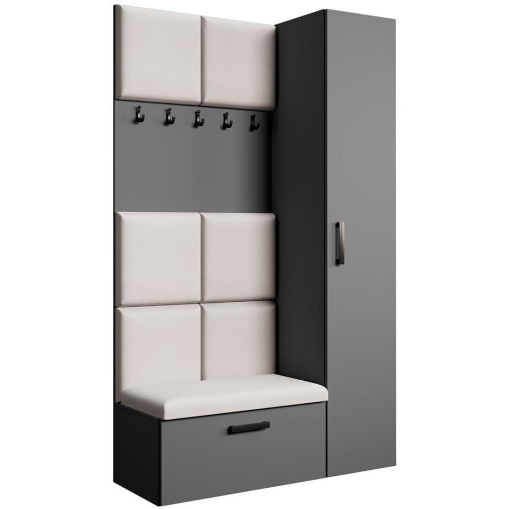Beautysofa PŘEDSÍŇOVÁ sestava Margaret I+IV 121/203/43 s čalouněnými panely, grafitová|černá