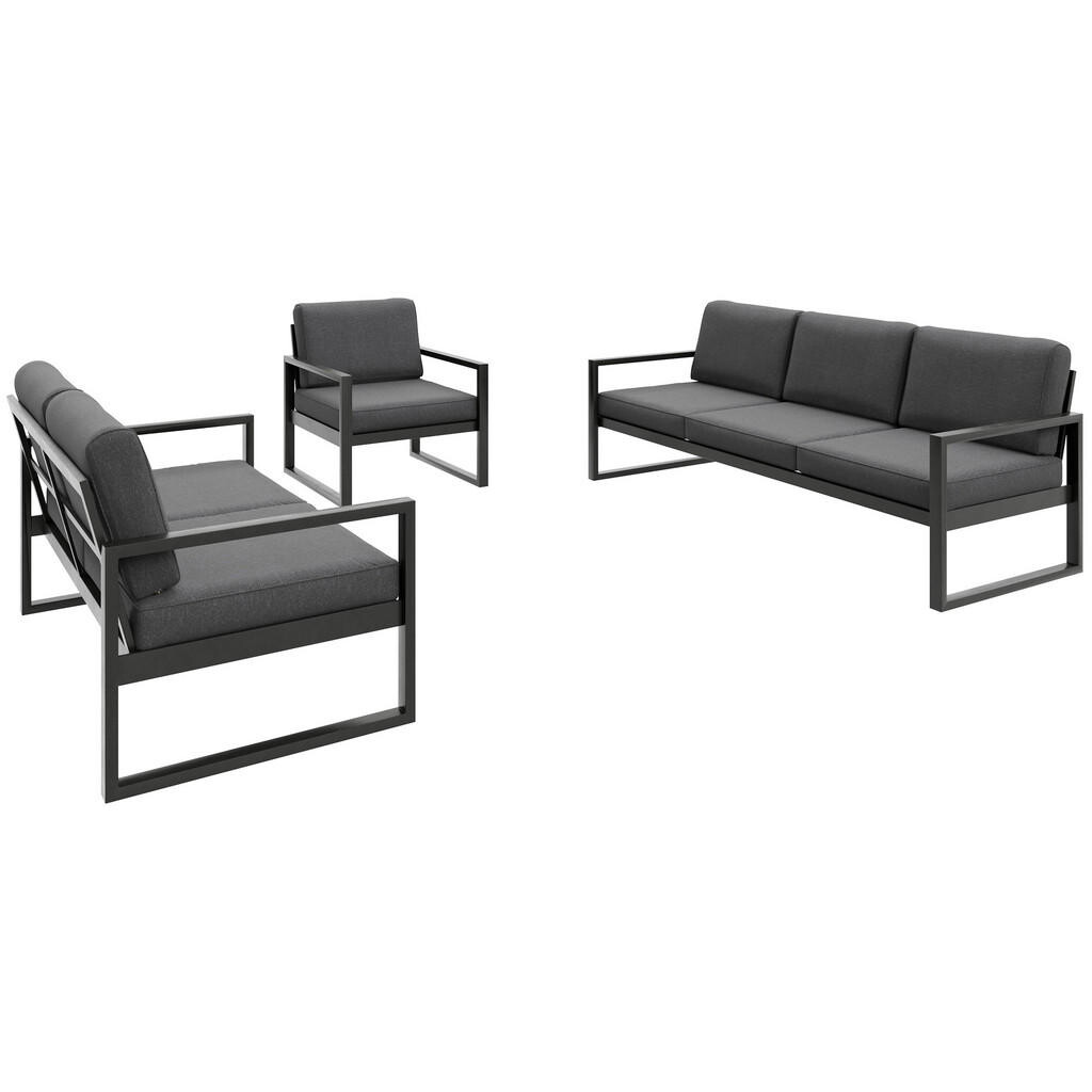 Beautysofa ZAHRADNÍ sada Stella se sedačkami a křeslem, s kovovým rámem, tmavě šedý