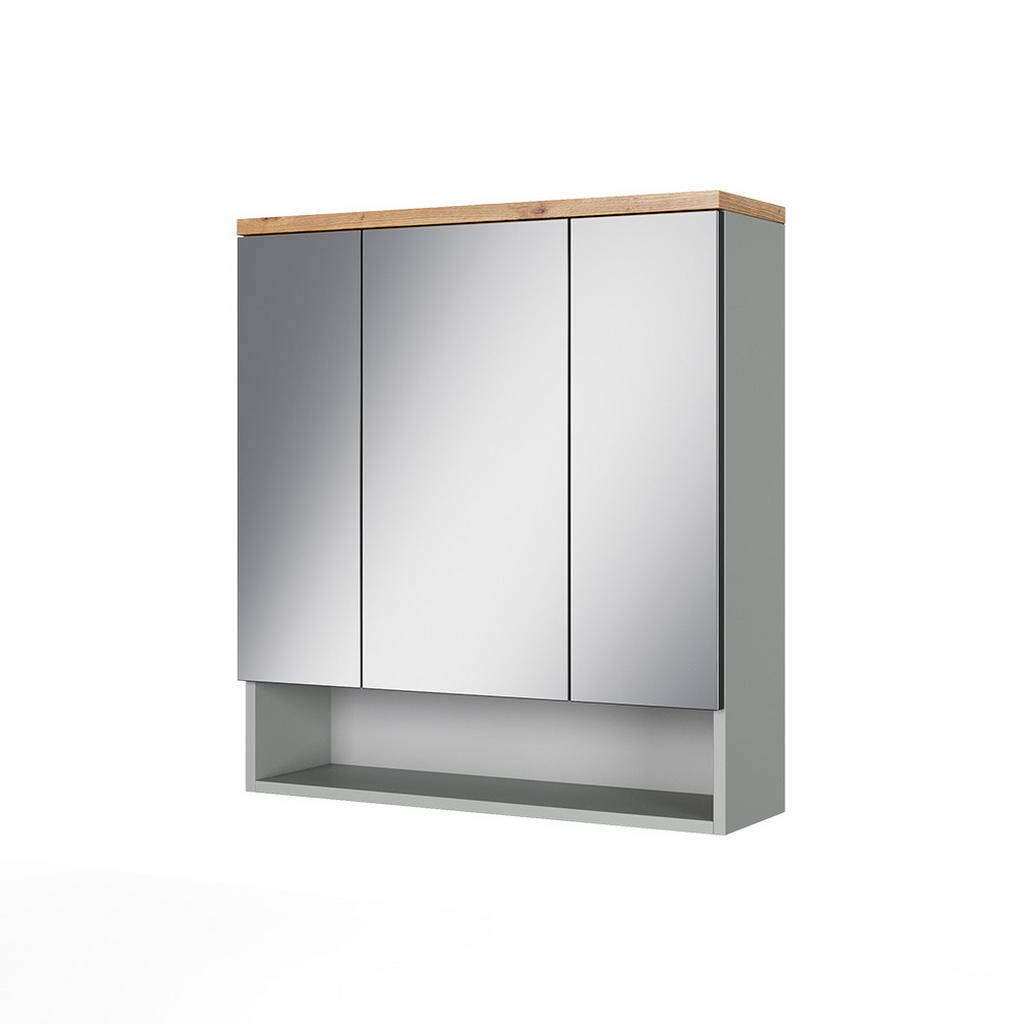 Vicco KOUPELNOVÁ ZRCADLOVÁ SKŘÍŇKA Eden Šedá 70 x 77.5 cm se 3 zrcadlovými dvířky