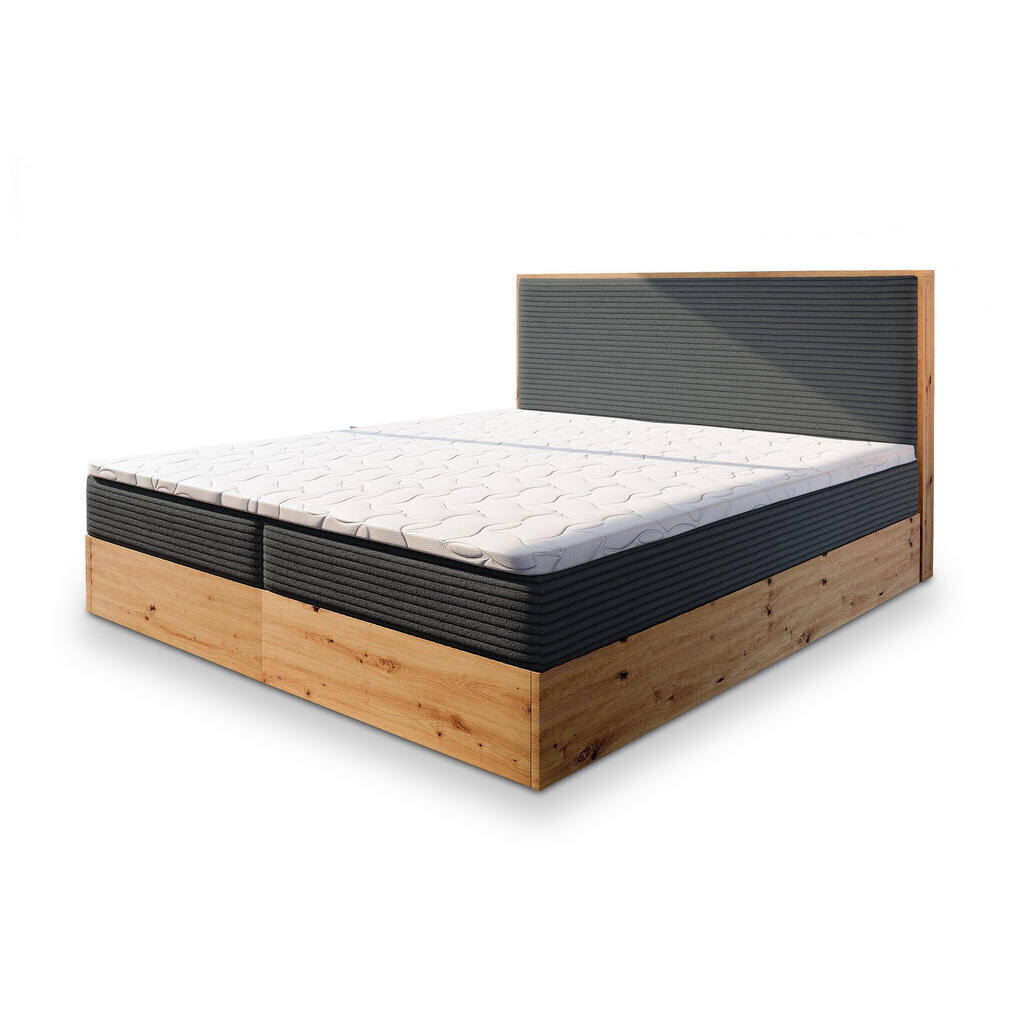 MASSENO AMERICKÁ POSTEL VERDON 160x200 cm, s matrací a úložným prostorem, grafitová
