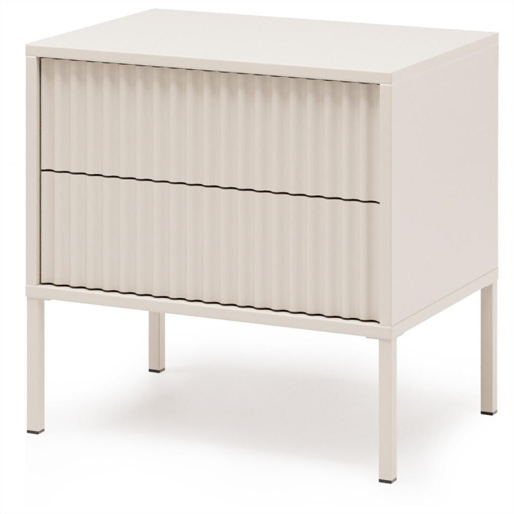 Beautysofa NOČNÍ stolek Noto se 2 zásuvkami a drážkovanými čely, 54 cm