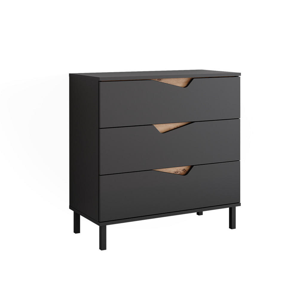 Vicco KREDENC Marelle Antracit/Artisan 80 x 81.2 cm se 3 zásuvkami