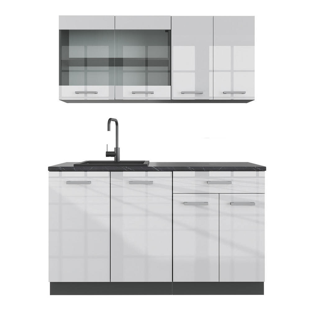 Vicco JEDNOTKOVÁ KUCHYNĚ R-Line Bílá vysoký lesk 140 cm bez pracovní desky