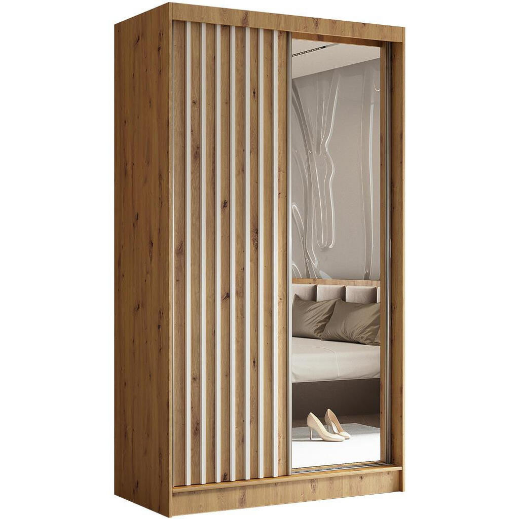 Beautysofa SKŘÍŇ s posuvnými dveřmi Helix 120/216/61 dub Artisan + bílá