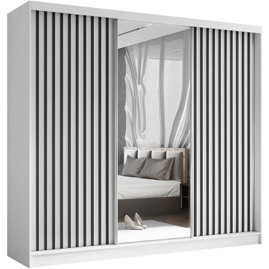 Beautysofa SKŘÍŇ s posuvnými dveřmi Helix 240/216/61 bílá + černá