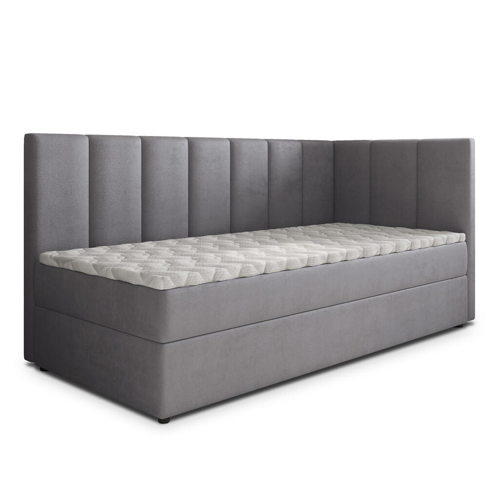 MASSENO AMERICKÁ POSTEL BEVE 100x200 cm, s matrací a úložným prostorem, šedá