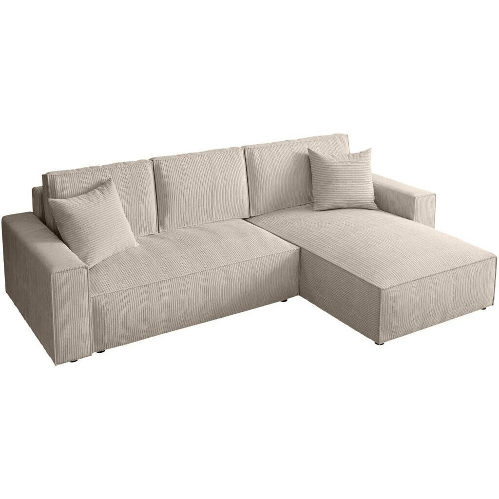 Beautysofa ROHOVÁ pohovka Parys L s funkcí spaní, krémová