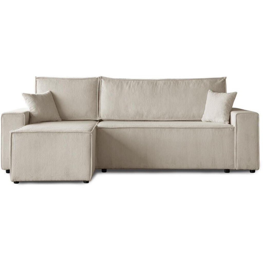 Beautysofa ROHOVÁ ROZKLÁDACÍ POHOVKA Hektor, s funkcí spaní, 247 cm, otoman 70 cm, béžová