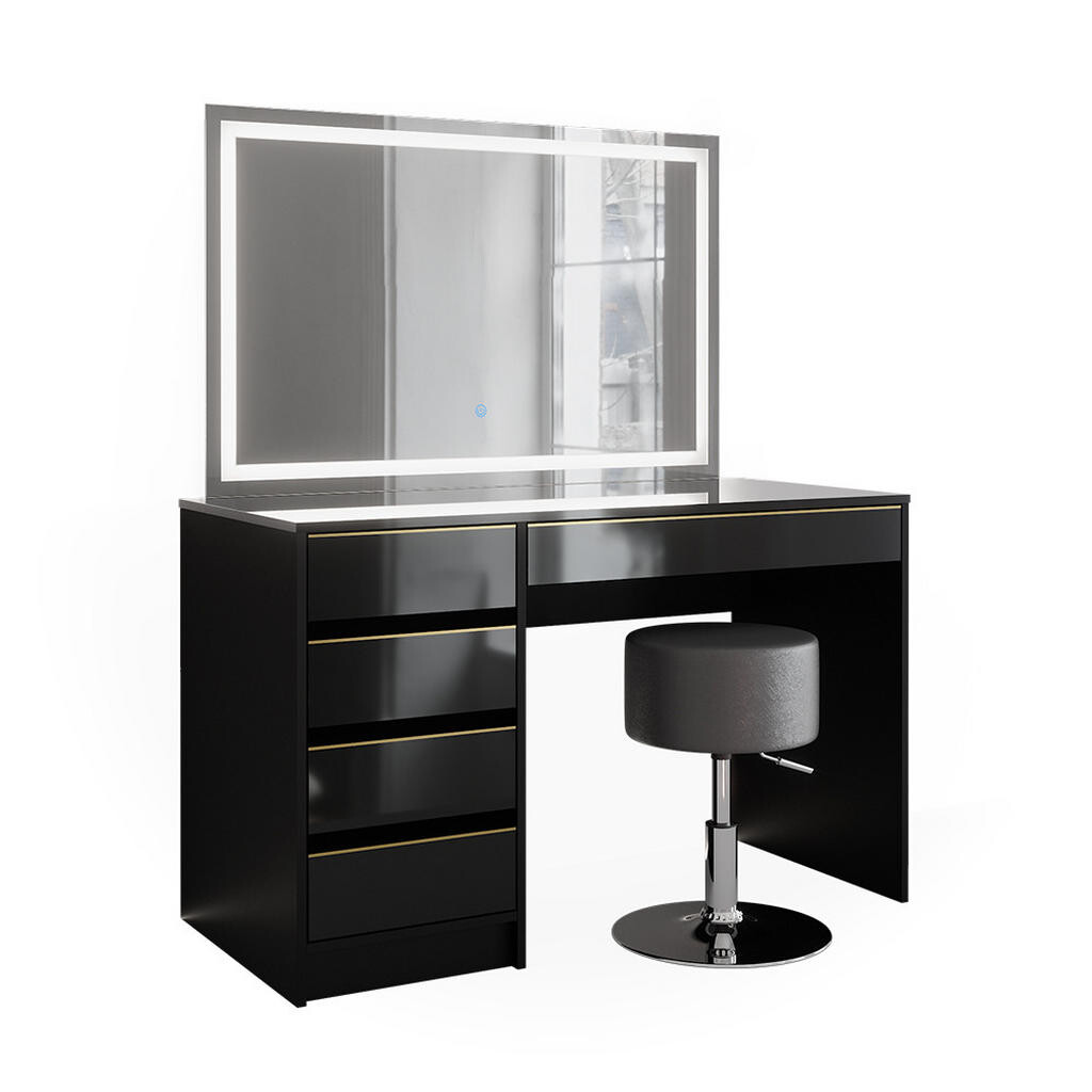 Vicco TOALETNÍ STOLEK Sherry Černá/zlatá 120 cm se zrcadlem LED a stoličkou
