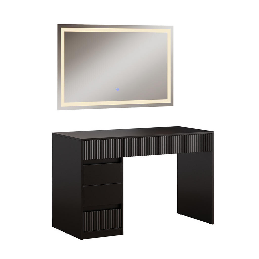 Vicco KOSMETICKÝ STOLEK SE ZRCADLEM Omira Černá 120 cm se zrcadlem LED