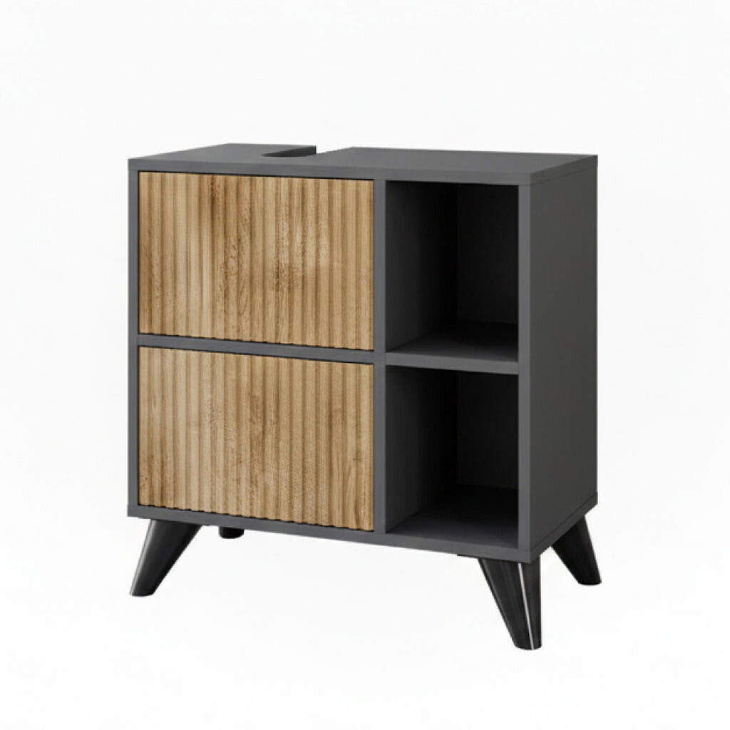 Vicco TOALETNÍ SKŘÍŇKA PRO UMYVADLO Leano Antracit/horský dub 60 x 62 cm se 2 zásuvkami