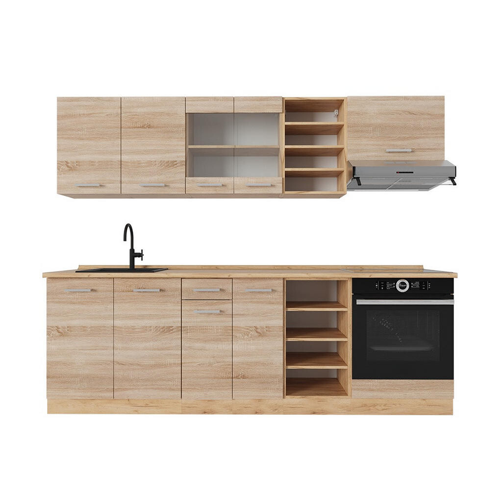 Vicco KUCHYŇSKÝ KOUT R-Line Dub Sonoma/Goldkraft 240 cm , PD Dub