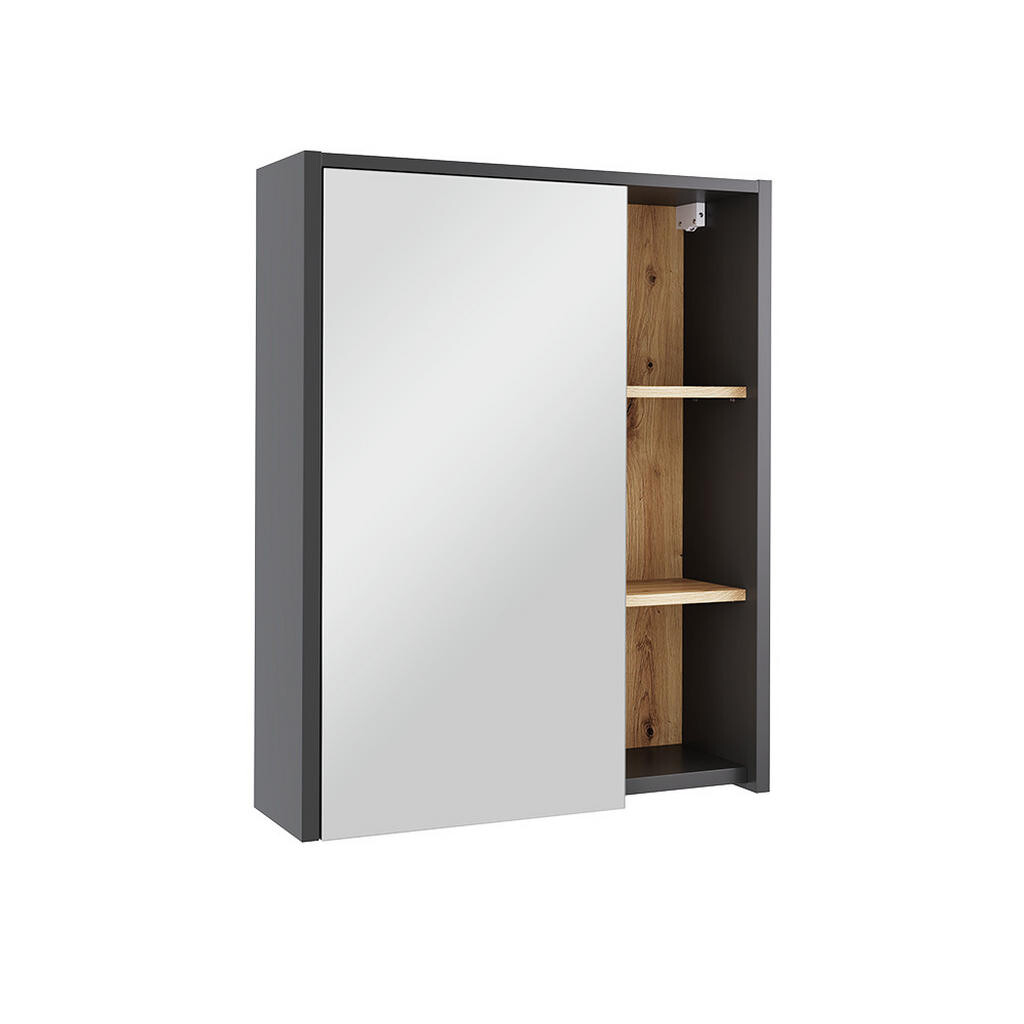 Vicco SKŘÍŇKA SE ZRCADLEM DO KOUPELNY Viola Grey/Artisan 60 x 75 cm s otevřenými policemi