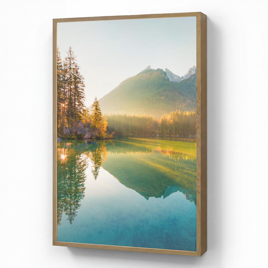 OnlyWow NÁSTĚNNÁ LAMPA S AKUMULÁTOREM Jezero - Les - Hory - Příroda - Slunce - Krajina 70x100 cm