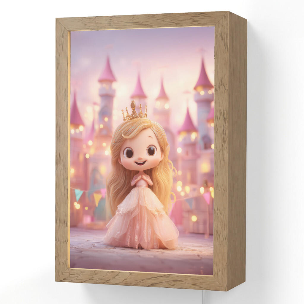 OnlyWow NÁSTĚNNÁ LAMPA Princezna - Růžová - Zámek 20x30 cm