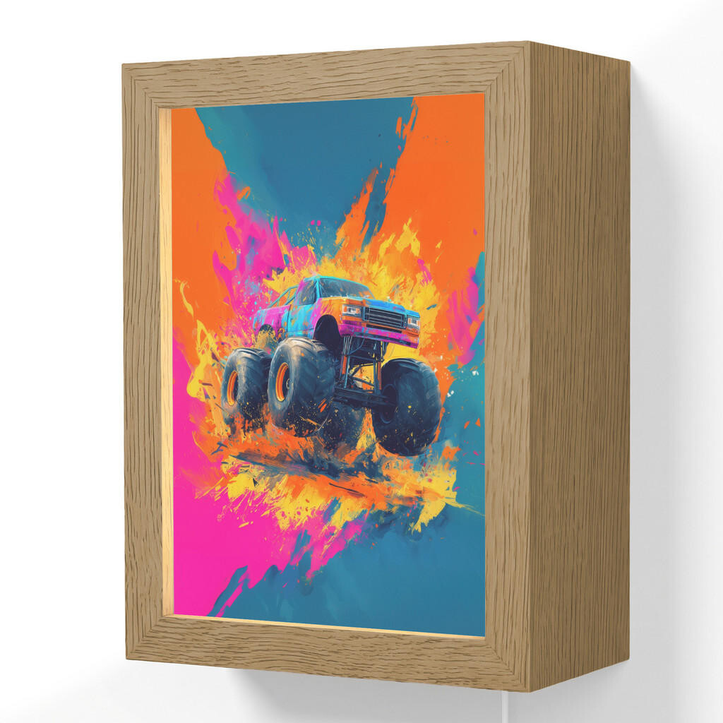 OnlyWow NÁSTĚNNÁ LAMPA Monster truck - Abstraktní - Stříkající barva - Barevné 15x20 cm