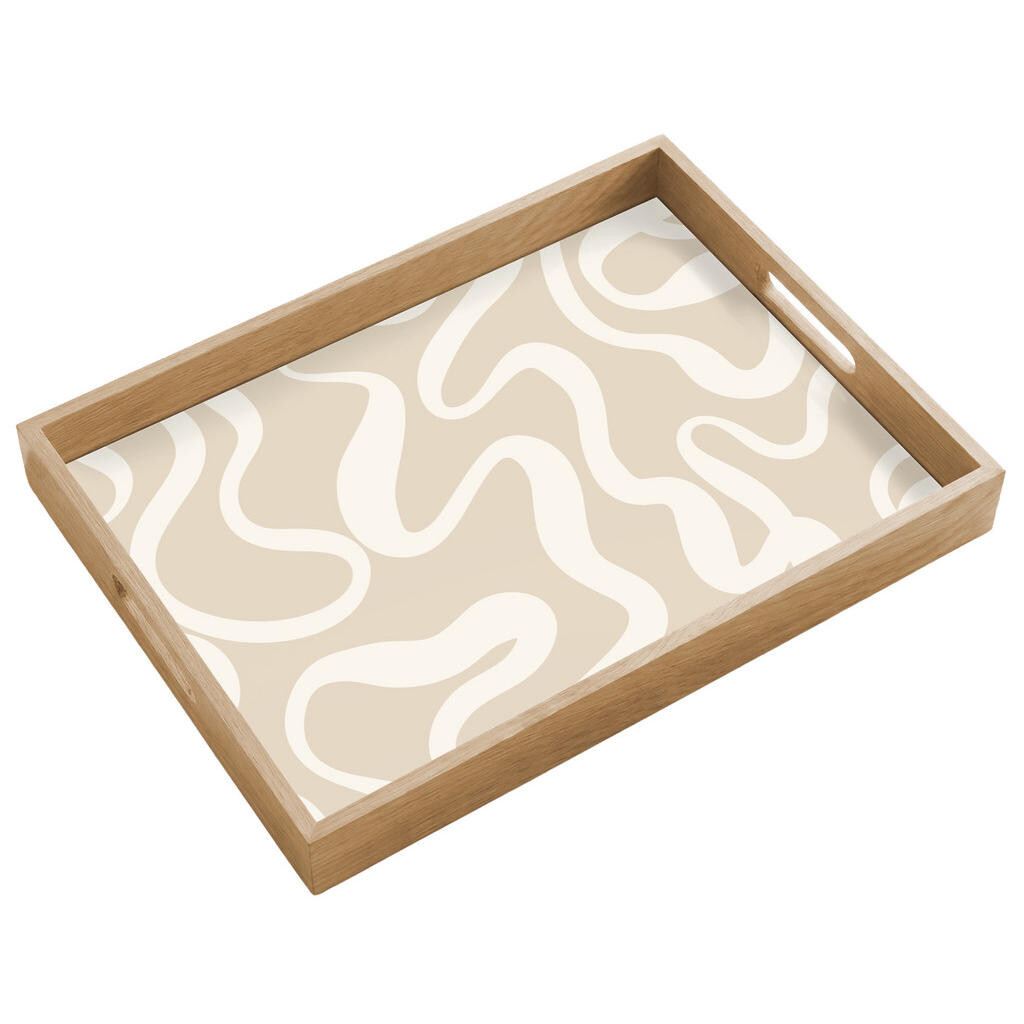 OnlyWow SERVÍROVACÍ PODNOS Linie - abstraktní - béžová - bílá - minimalistická 50x35 cm