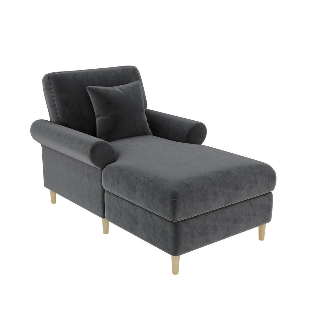 Redom RELAXAČNÍ křeslo 133/87/90 cm s polohou vleže, sametovým potahem a polštářem, Šedá