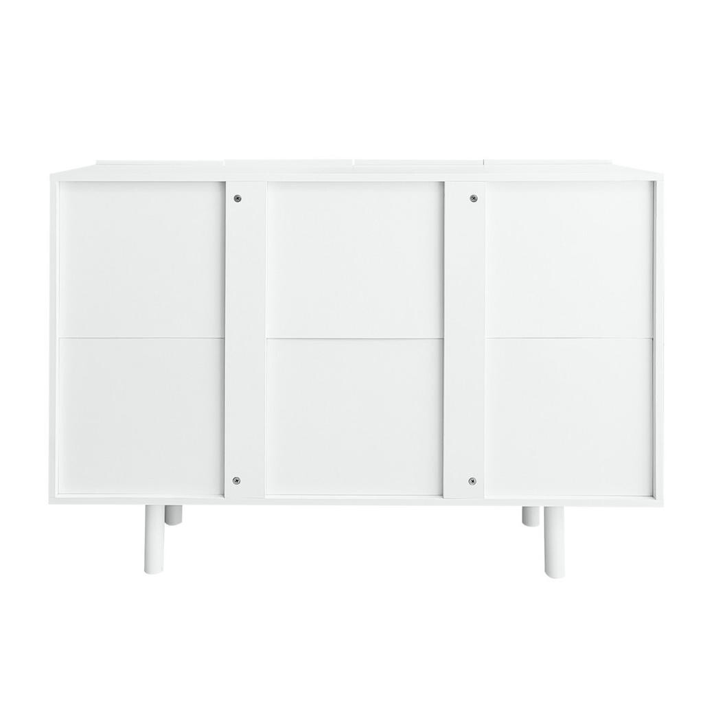 OKWISH KOMODA 120/37,5/80,8 cm bílá z MDF s rytými dvířky a tichými panty