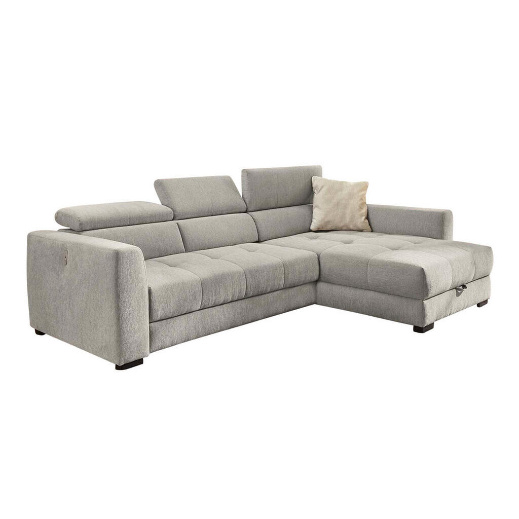luma-home ROHOVÁ POHOVKA s elektrickým nastavením hloubky sedáku, nastavitelnými opěrkami hlavy, 300 × 196 × 103 cm (Š×H×V), šedá ženilka / 15408
