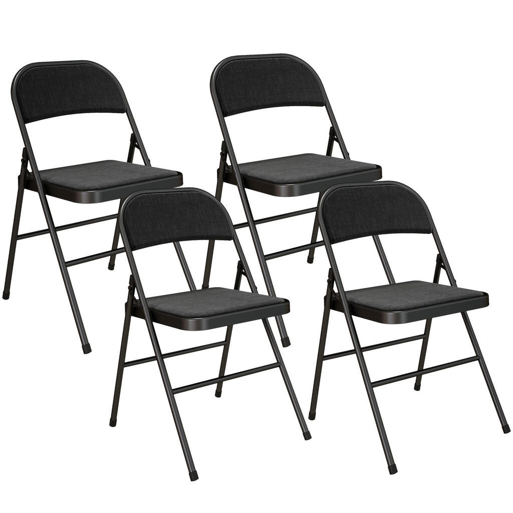 HOMCOM SADA 4 skládacích židlí z polyesteru a oceli, černá