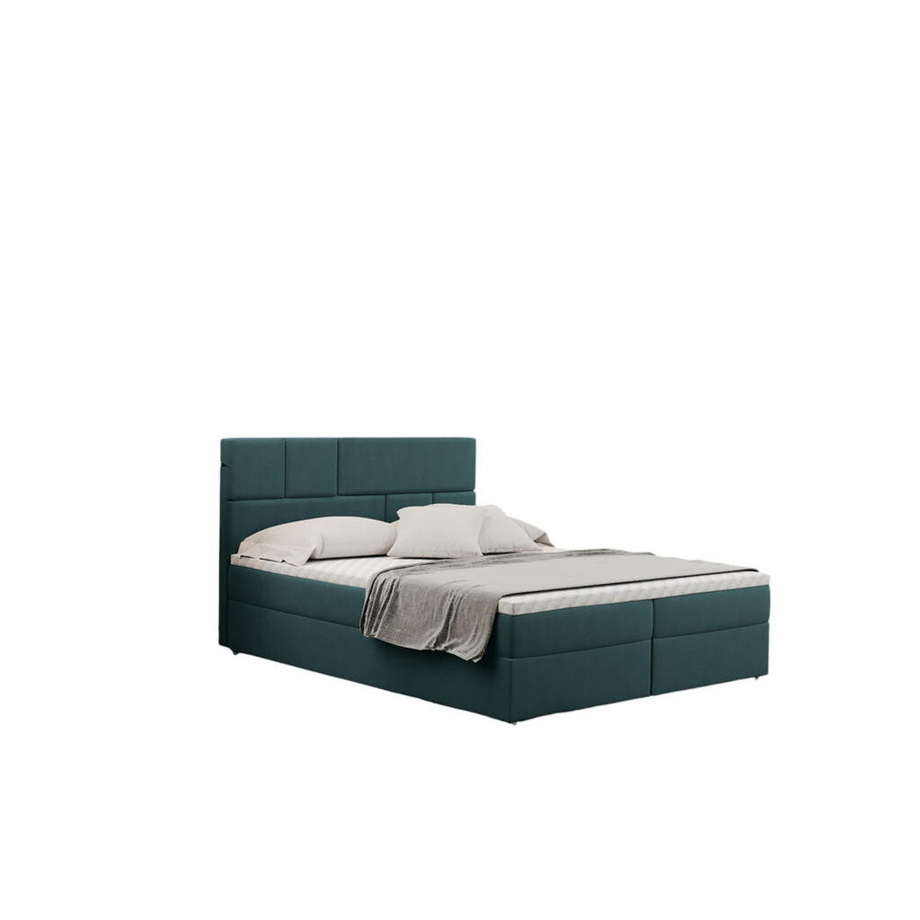 Kaiser Möbel KONTINENTÁLNÍ POSTEL s úložným prostorem a matrací BALI tkanina Mat Velvet Mořská 200x200 cm H2-Pocket