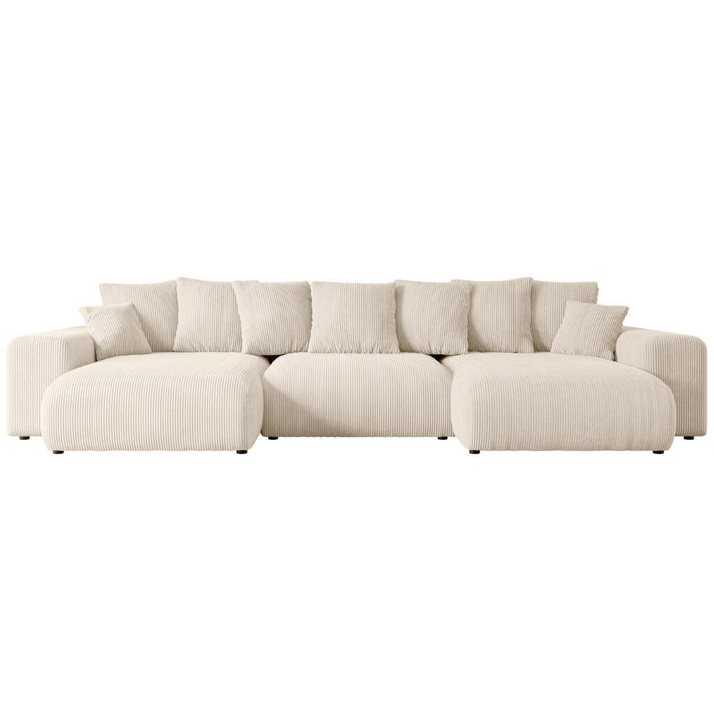 ALTDECOR SEDACÍ SOUPRAVA s funkcí lůžka ESKAR-U – 364 x 176 x 72 cm, béžový manšestr