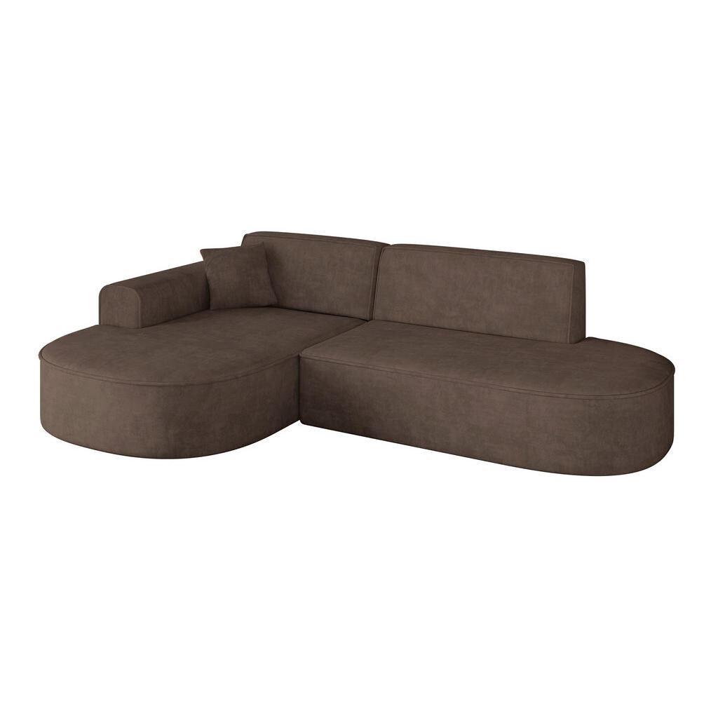 ALTDECOR ROHOVÁ SEDACÍ SOUPRAVA s otomanem vlevo MARI-L1 – 243 x 171 x 79 cm, hnědý velur
